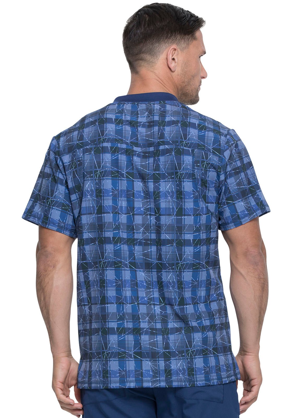 Plaid Dynamix Print Men's V Neck Scrub Top DK611 PDNV - Scrubs Select