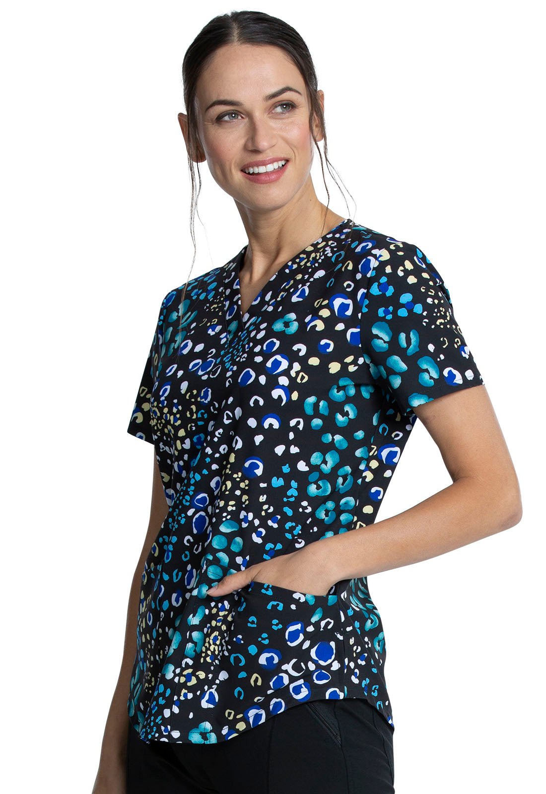 Polka Dot Cherokee Print V Neck Scrub Top CK662 PLKA - Scrubs Select