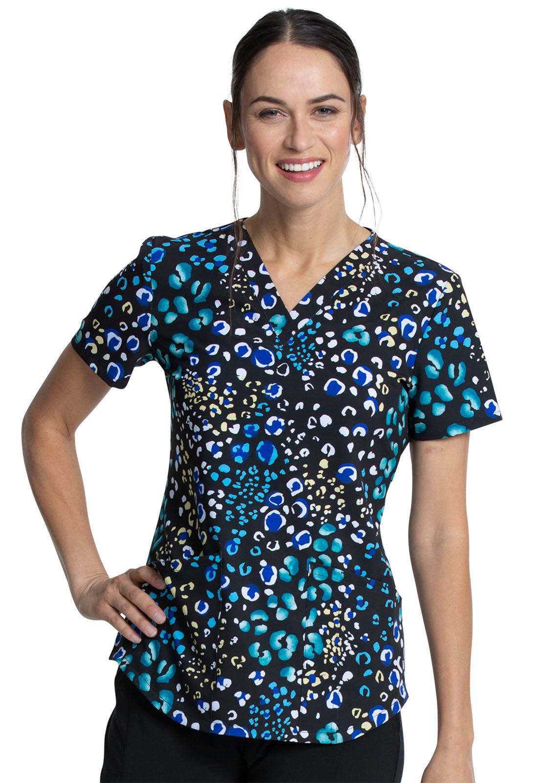 Polka Dot Cherokee Print V Neck Scrub Top CK662 PLKA - Scrubs Select