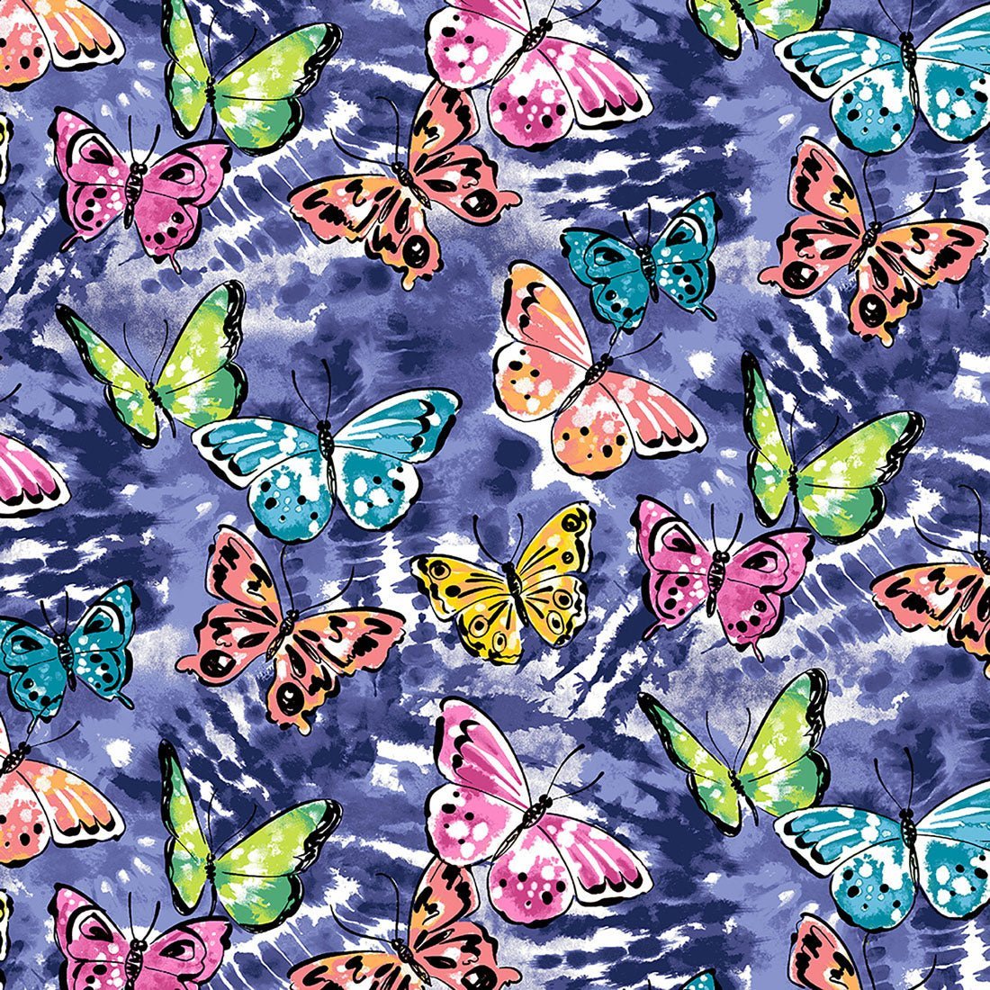 Pretty Fly Tie Dye Cherokee Butterfly Print V Neck Scrub Top CK793 PYFT - Scrubs Select