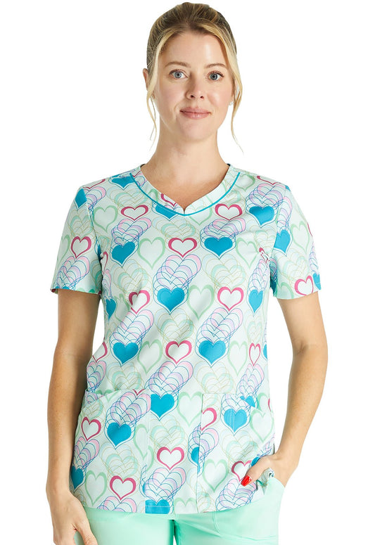 Retro Romance Cherokee Print V Neck Scrub Top CK678 RTRM - Scrubs Select