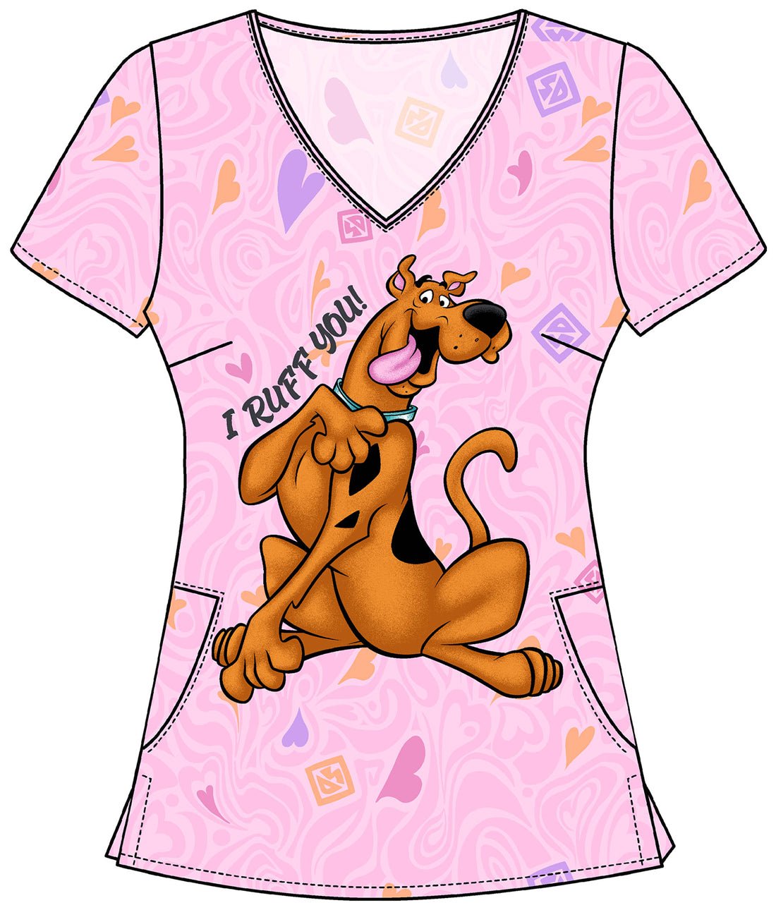 Scooby Doo Cherokee Tooniforms Licensed Disney V Neck Scrub Top TF626 SDHL - Scrubs Select