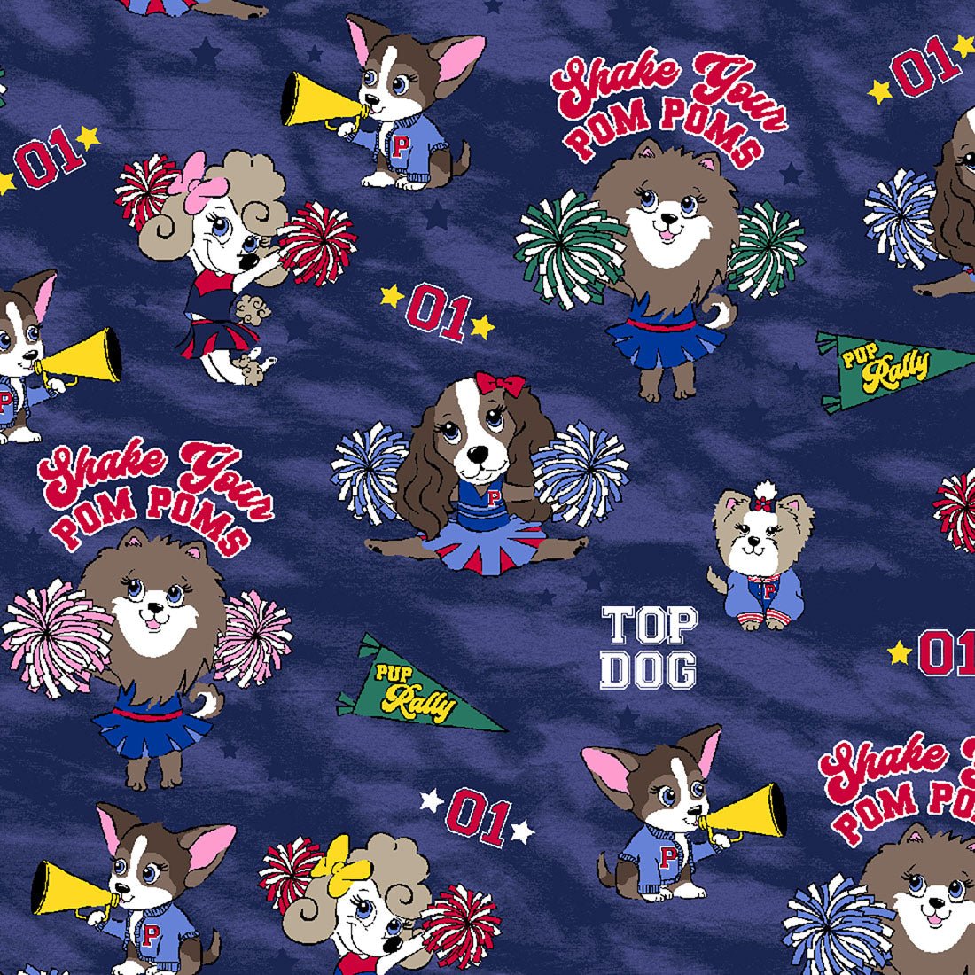 Shake Your Pom Poms Cherokee Dog Print V Neck Scrub Top CK651 SYPP - Scrubs Select