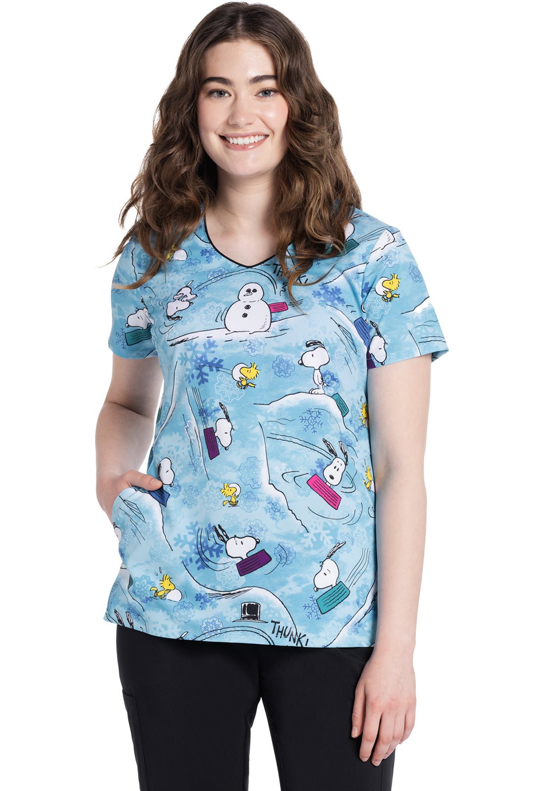 Snoopy Cherokee Tooniforms Peanuts V Neck Scrub Top TF626 PNYS - Scrubs Select