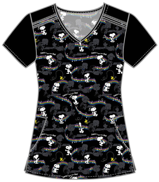 Snoopy Tooniforms Peanuts Licensed V Neck Scrub Top TF639 PNYB - Scrubs Select