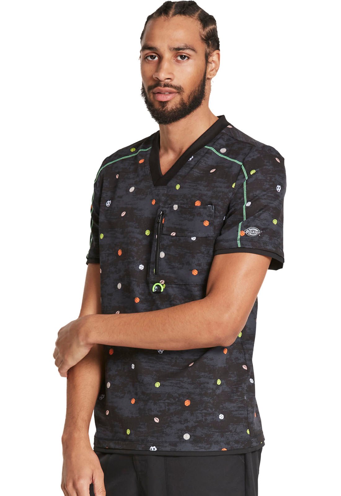 Sports Print Dickies Dynamix Men's V Neck Scrub Top DK779 LESP - Scrubs Select