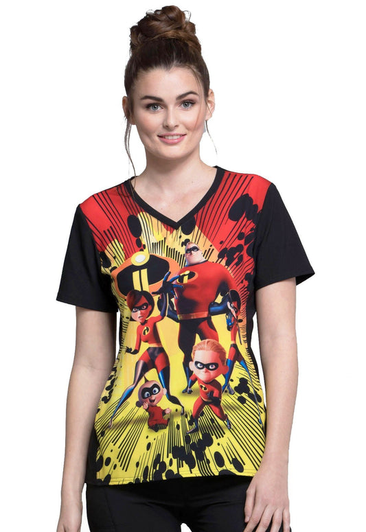 The Incredibles Tooniforms Licensed Disney V Neck Scrub Top TF627 ICII - Scrubs Select