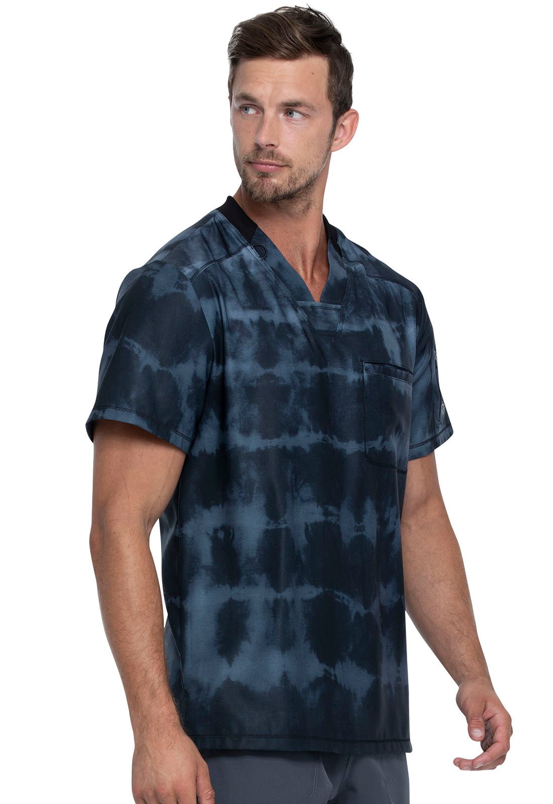 Tie Dye Dickies Print Men's V Neck Scrub Top DK613 TYDI - Scrubs Select