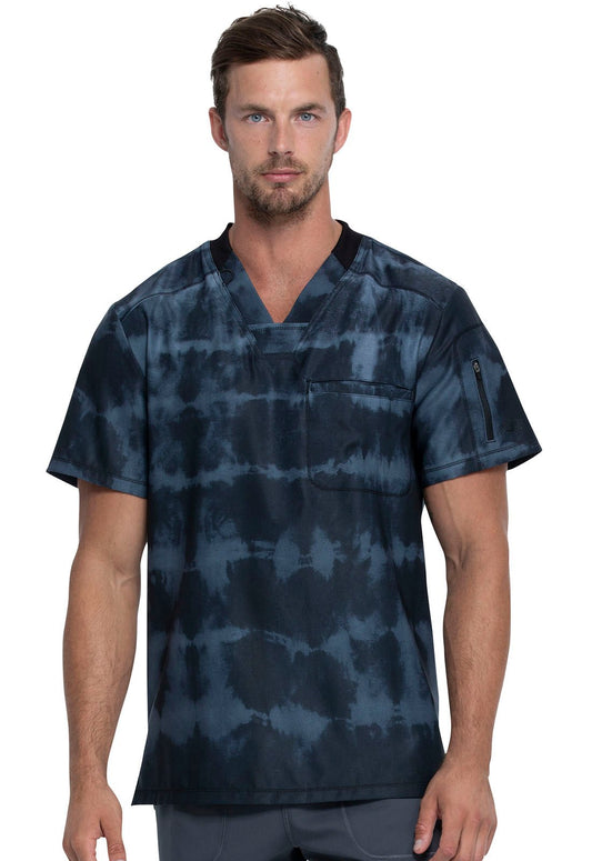 Tie Dye Dickies Print Men's V Neck Scrub Top DK613 TYDI - Scrubs Select