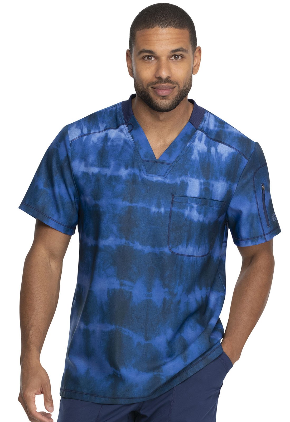 Tie Dye Dickies Print Men's V Neck Scrub Top DK613 TYNY - Scrubs Select