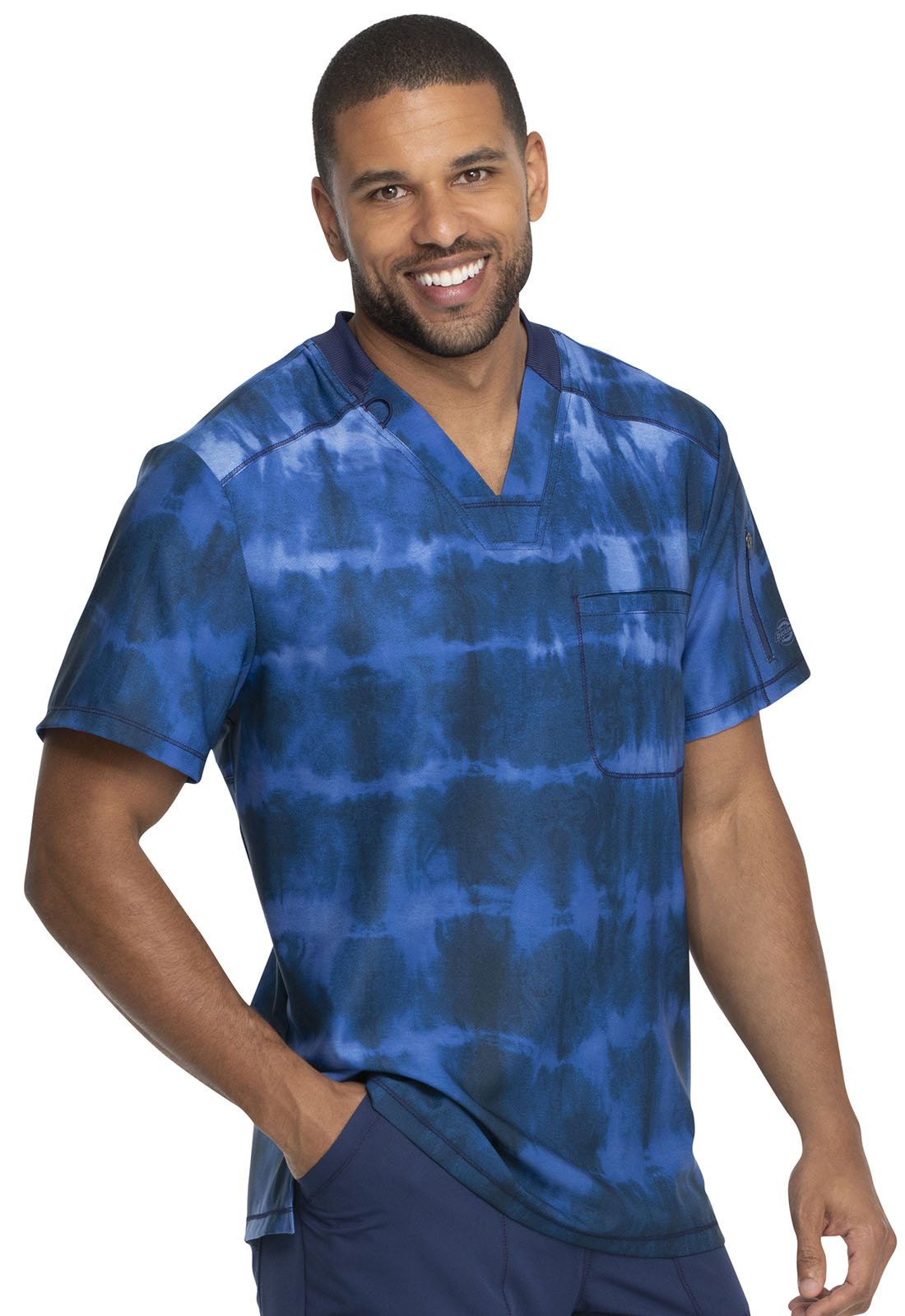 Tie Dye Dickies Print Men's V Neck Scrub Top DK613 TYNY - Scrubs Select