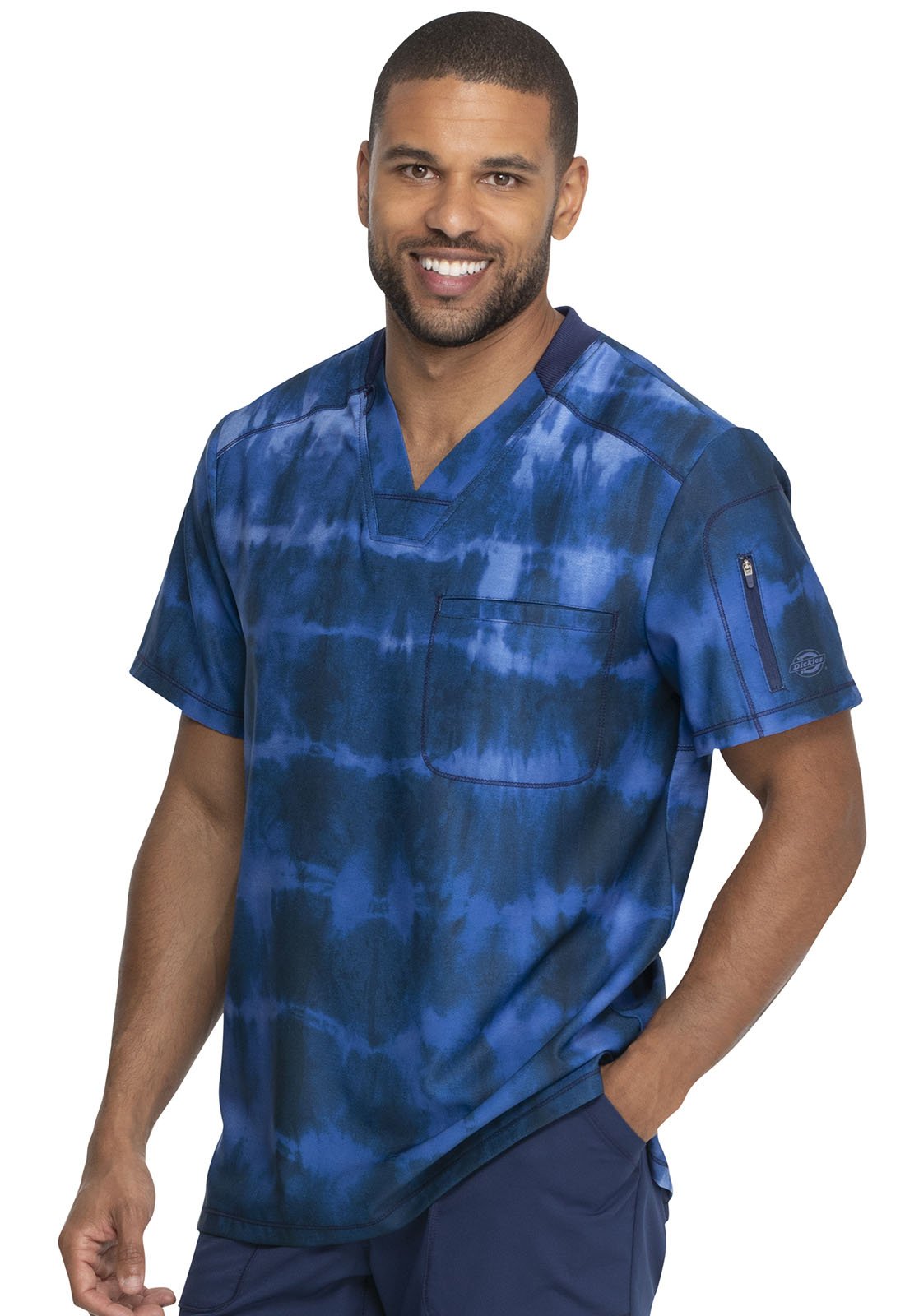 Tie Dye Dickies Print Men's V Neck Scrub Top DK613 TYNY - Scrubs Select