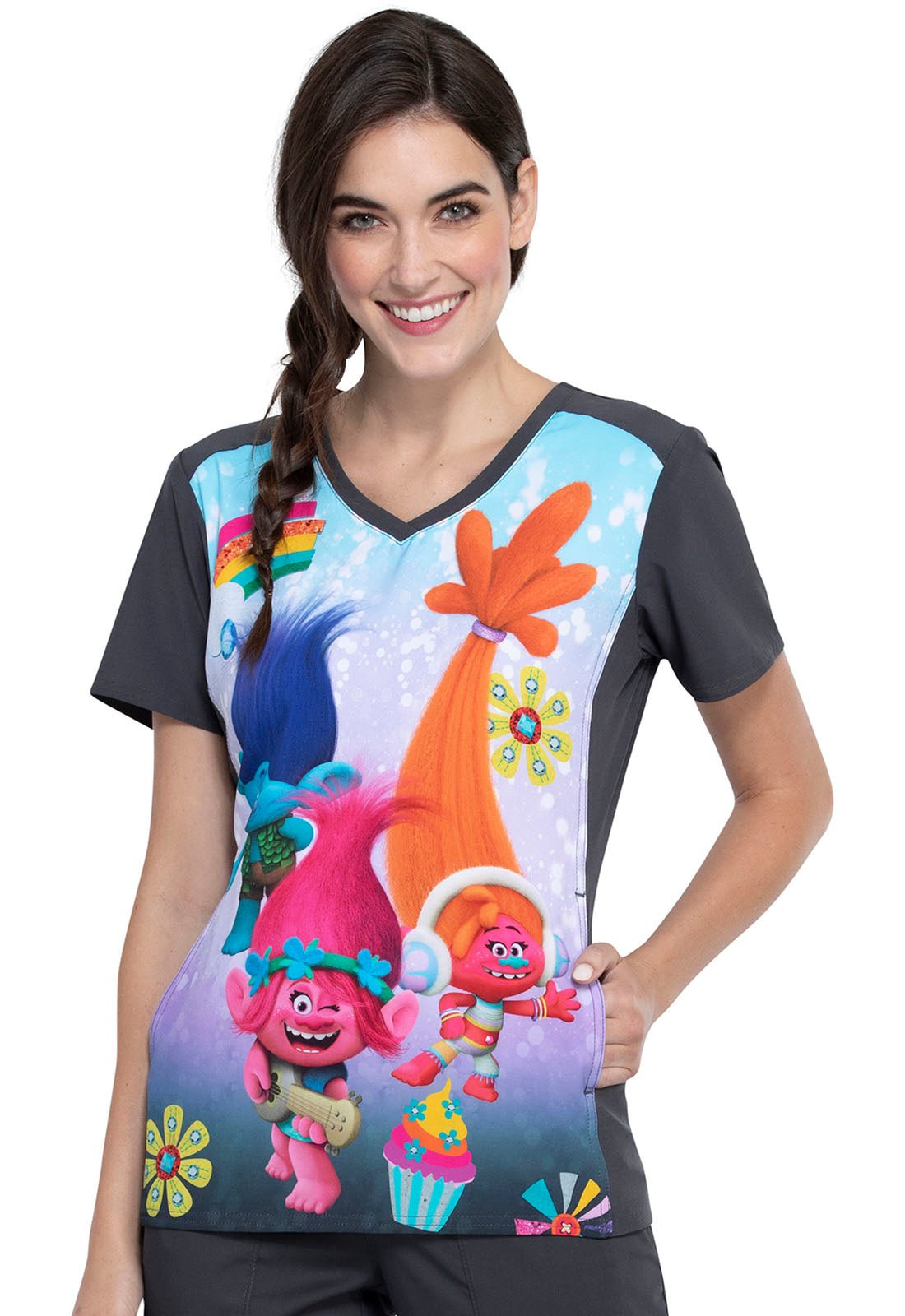 Trolls Tooniforms Licensed V Neck Scrub Top TF637 TOMG - Scrubs Select