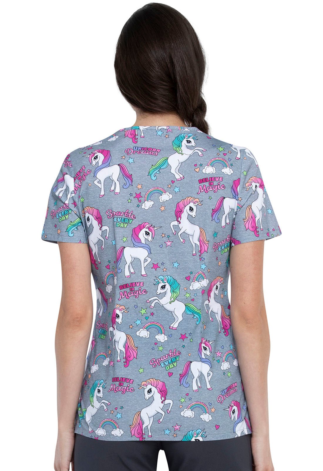 Unicorn Cherokee Print V Neck Scrub Top CK646 SPEV - Scrubs Select