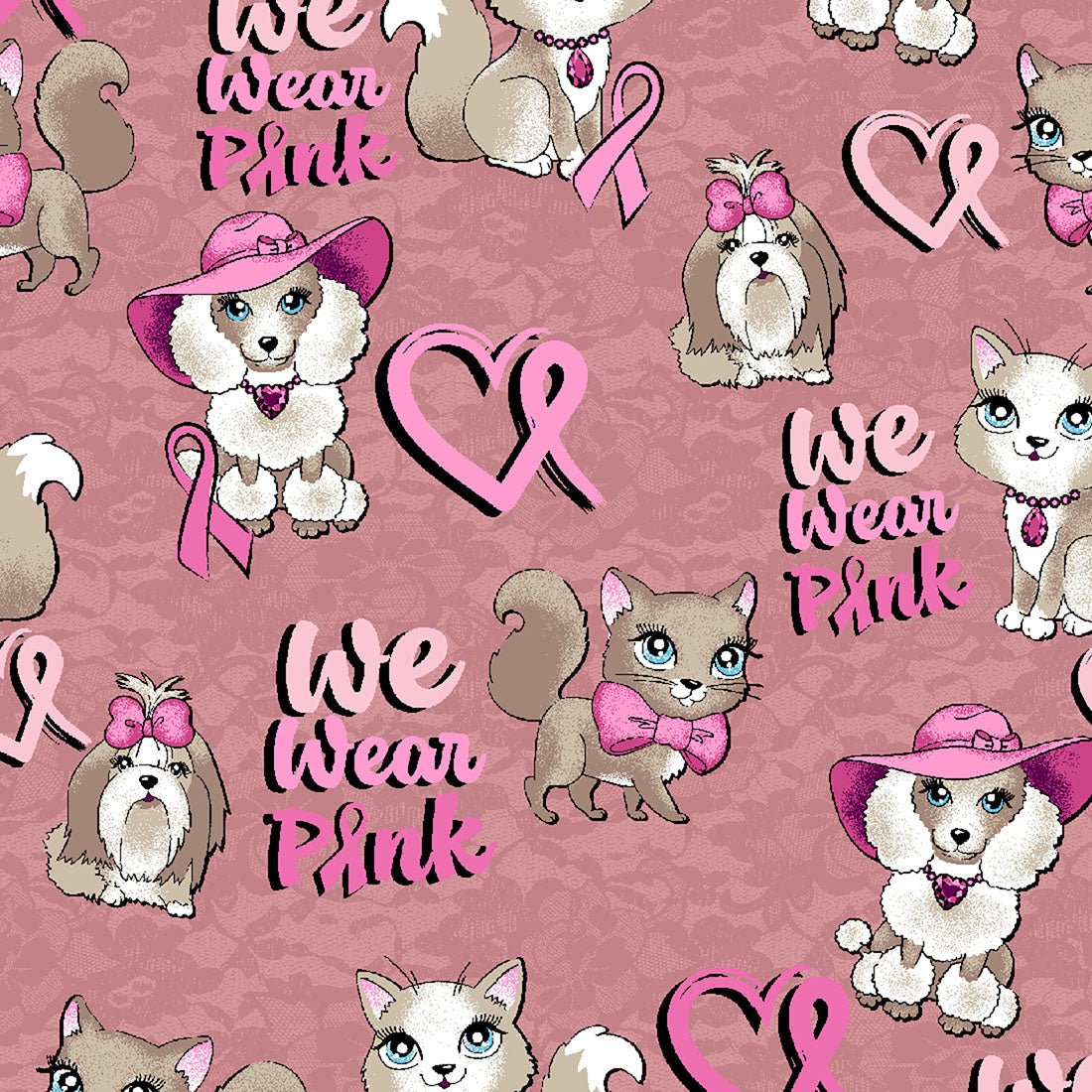 We Wear Pink Cherokee Dog Cat Print V Neck Scrub Top CK637 WWPK - Scrubs Select