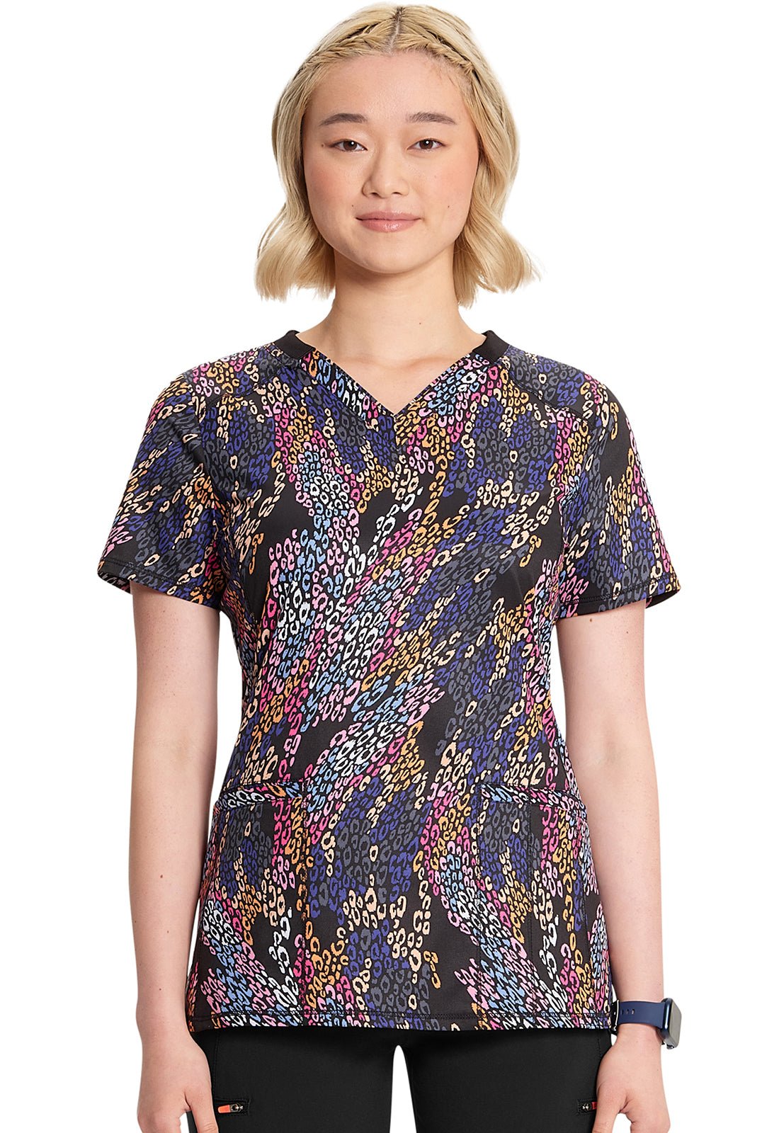 Wild Motion Cherokee Infinity Floral Print V Neck Scrub Top CK634 WIMT - Scrubs Select