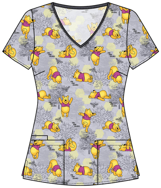 Winnie The Pooh Cherokee Tooniforms Disney V Neck Scrub Top TF614 PHPY - Scrubs Select