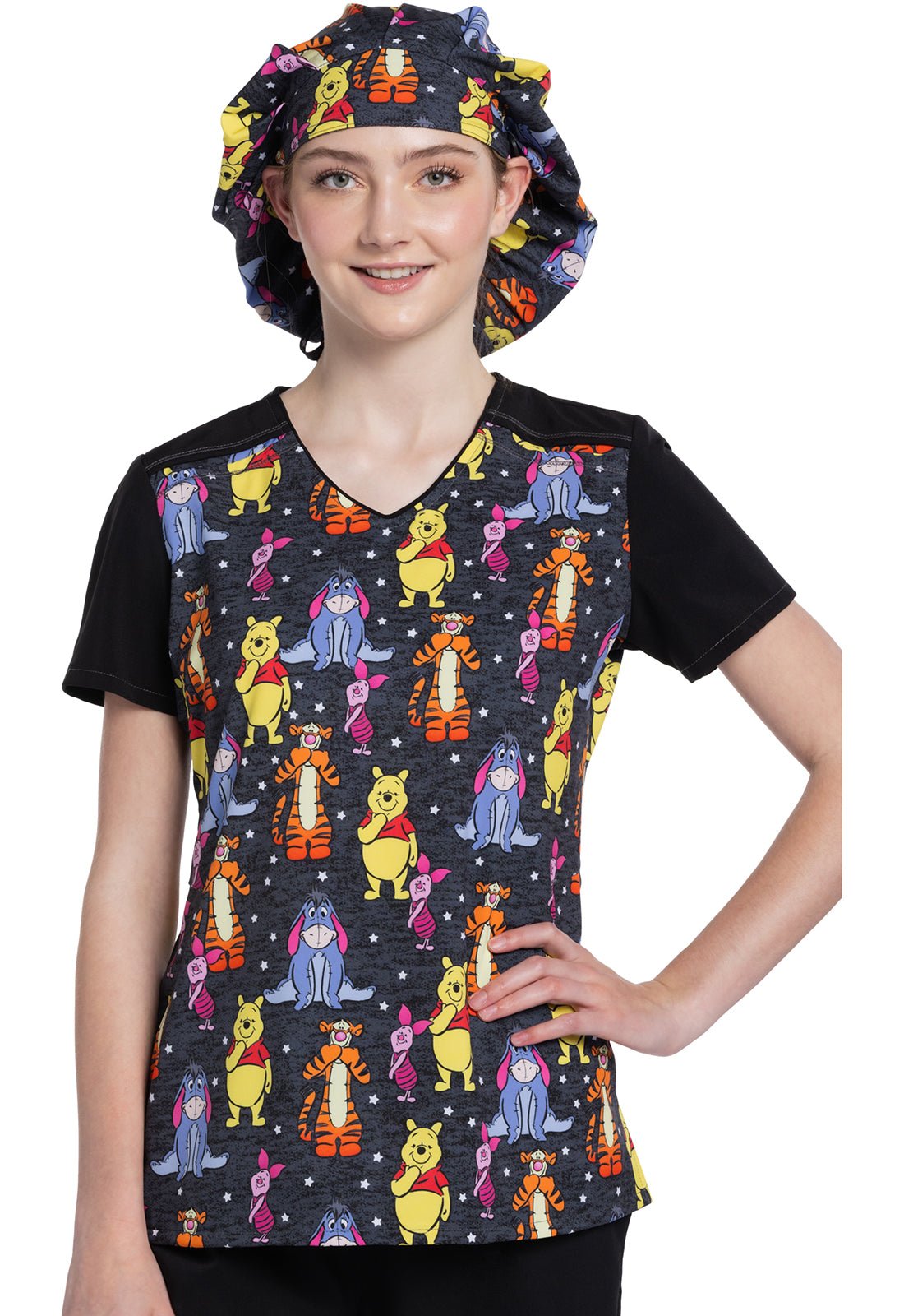 Winnie The Pooh Tooniforms Disney Licensed V Neck Scrub Top TF639 PHRR - Scrubs Select