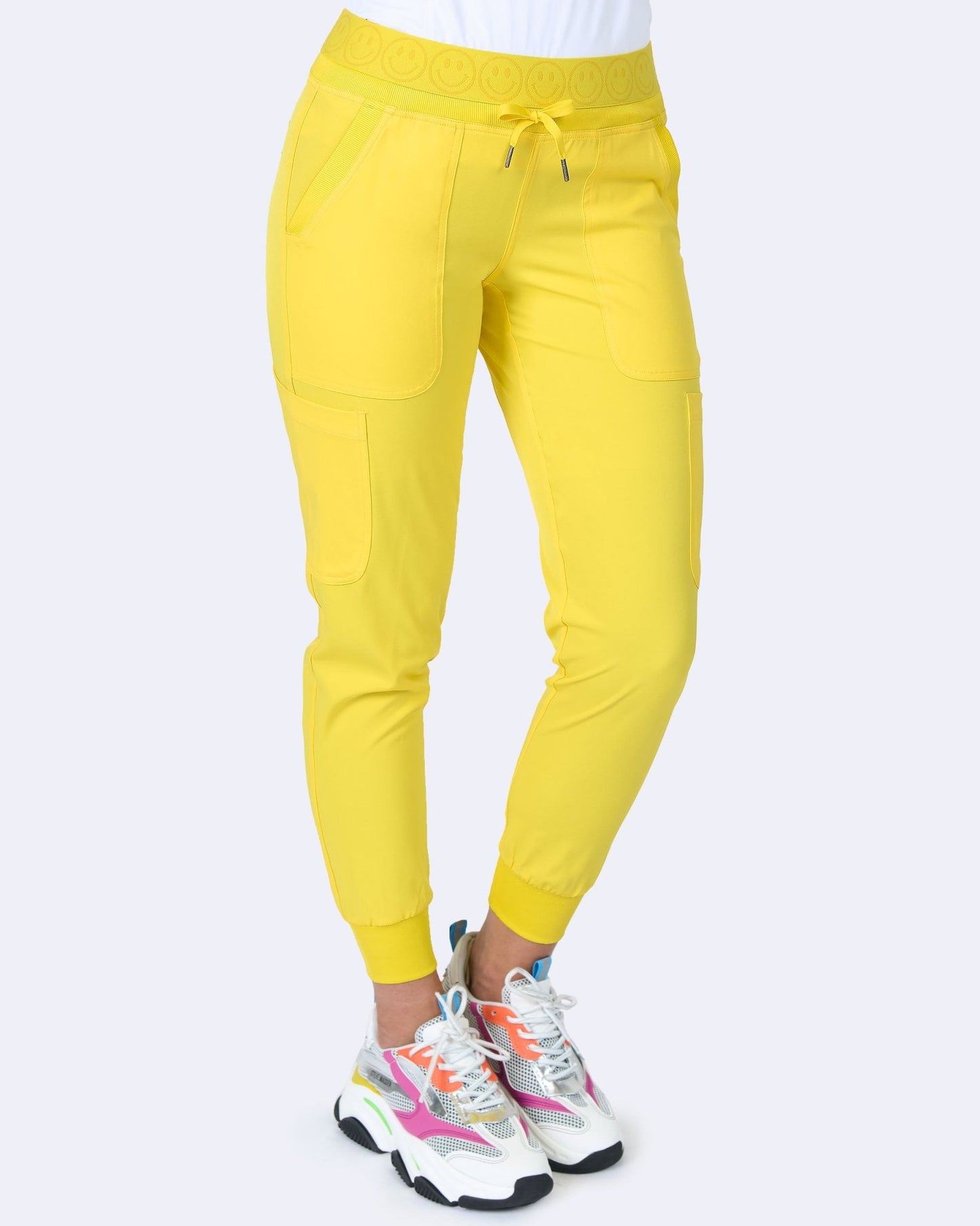 Zavate Ava Therese Smile Jogger Scrub Pant 3080 in Yellow, Green, Glow, Purple - Scrubs Select