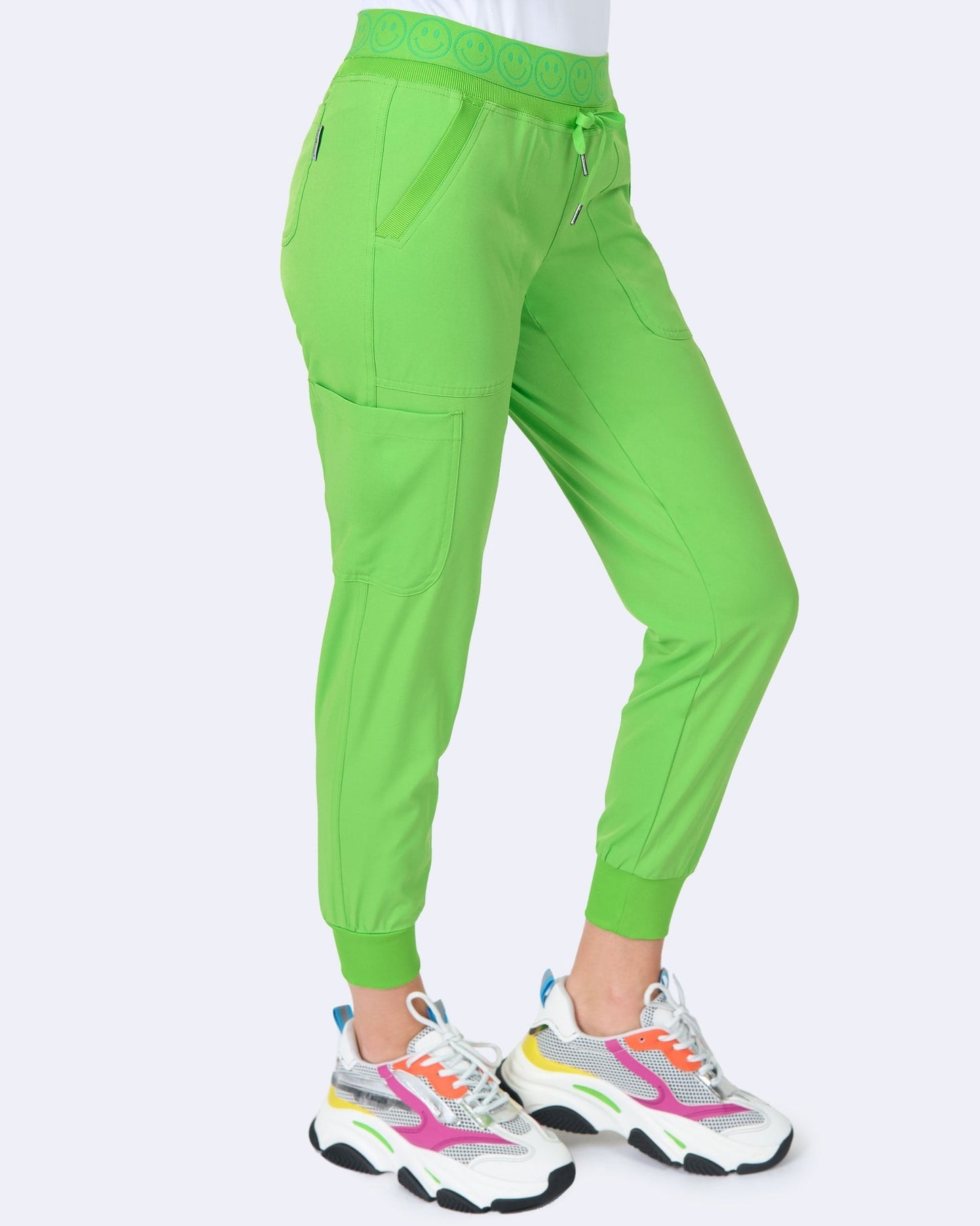 Zavate Ava Therese Smile Jogger Scrub Pant 3080 in Yellow, Green, Glow, Purple - Scrubs Select