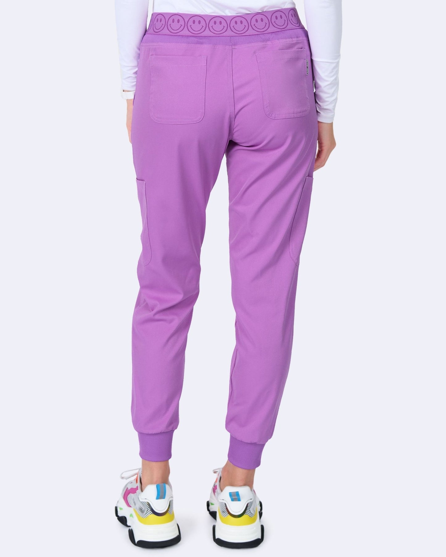 Zavate Ava Therese Smile Jogger Scrub Pant 3080 in Yellow, Green, Glow, Purple - Scrubs Select