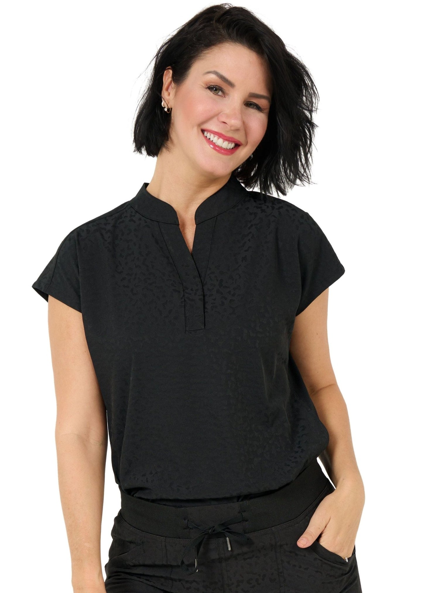 Zavate Piper Tuck In Scrub Mandarin Collar Top 1176 Black, Navy, Pewter, Royal - Scrubs Select