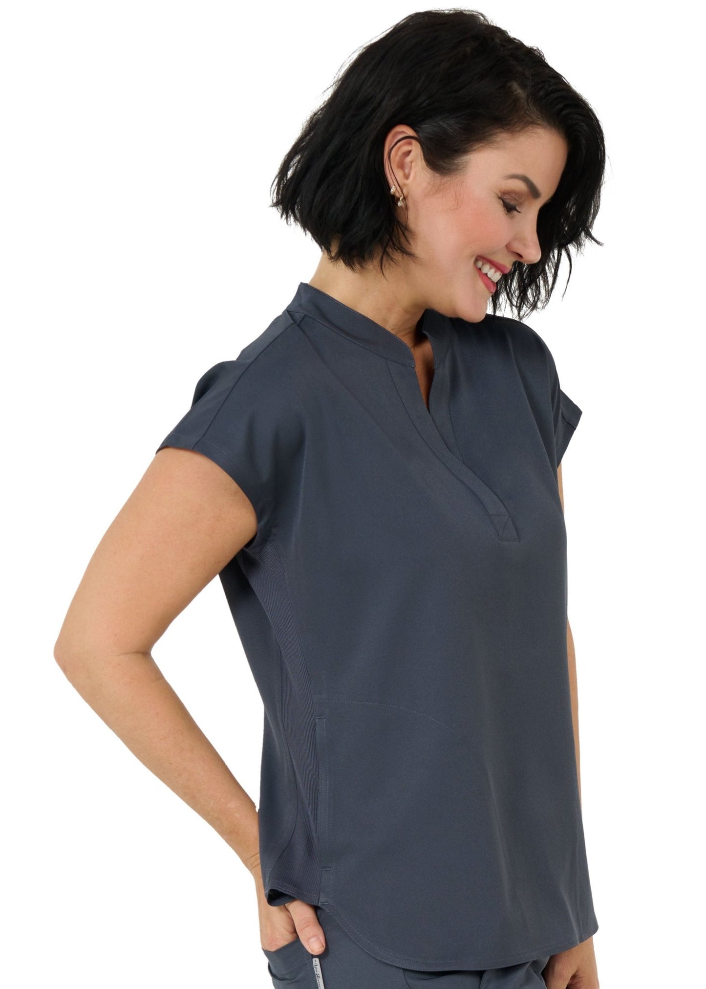 Zavate Piper Tuck In Scrub Mandarin Collar Top 1176 Black, Navy, Pewter, Royal - Scrubs Select