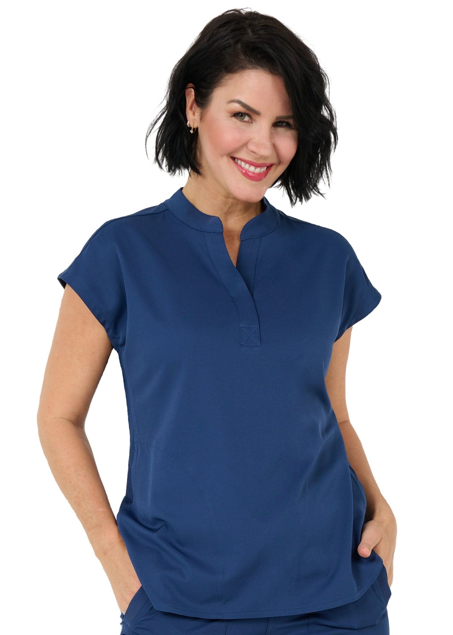 Zavate Piper Tuck In Scrub Mandarin Collar Top 1176 Black, Navy, Pewter, Royal - Scrubs Select