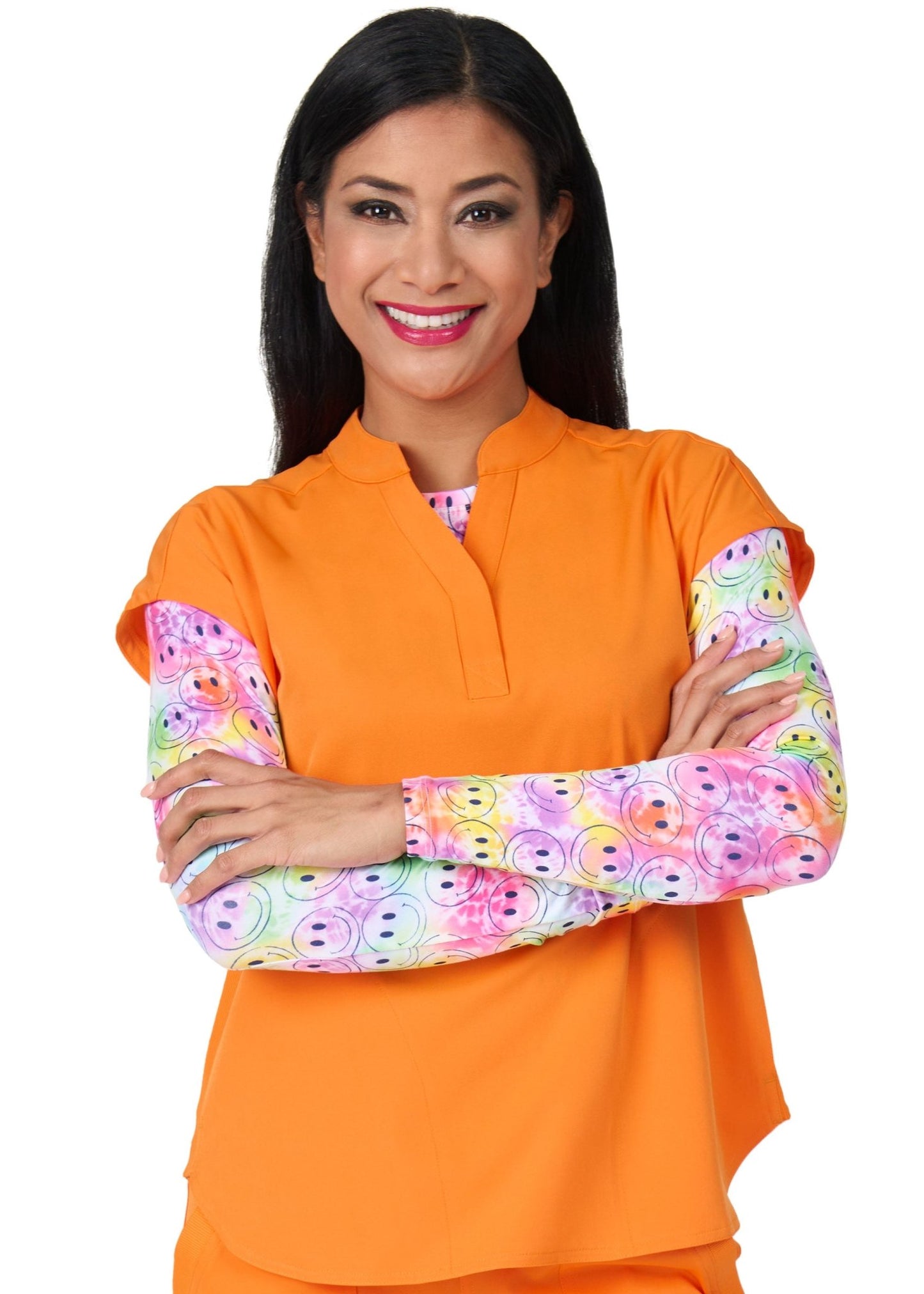 Zavate Piper Tuck In Scrub Mandarin Collar Top 1176 Green, Orange, Purple, Yellow, Jacquard Black, Jacquard Navy - Scrubs Select