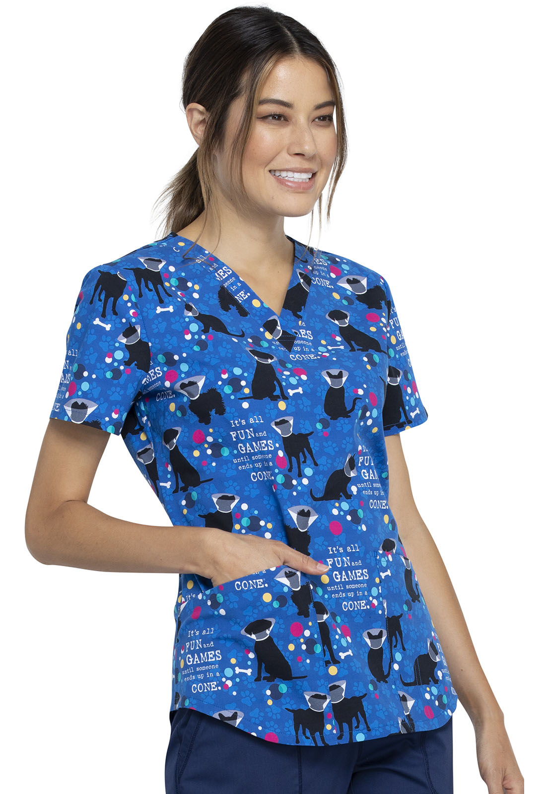 Dog Is Good Cherokee Print V Neck Scrub Top CK652 OGAF – Scrubs Select