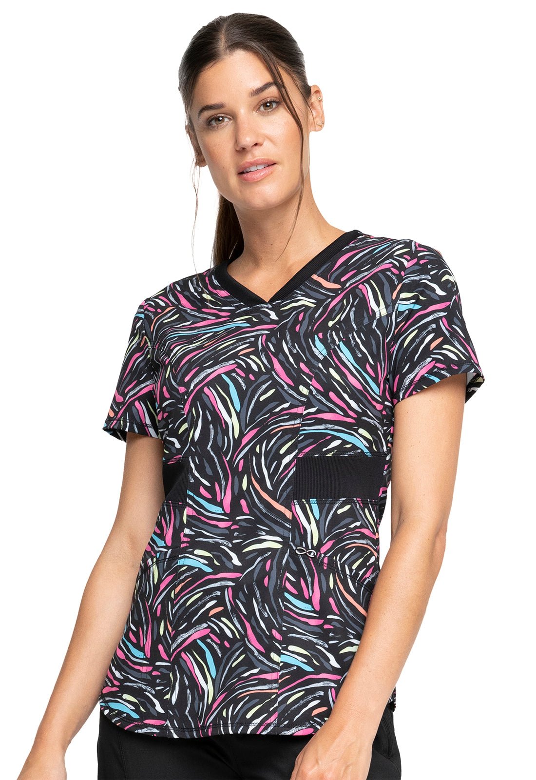 Abstract Cherokee Print V Neck Scrub Top CK771 GWFT - Scrubs Select