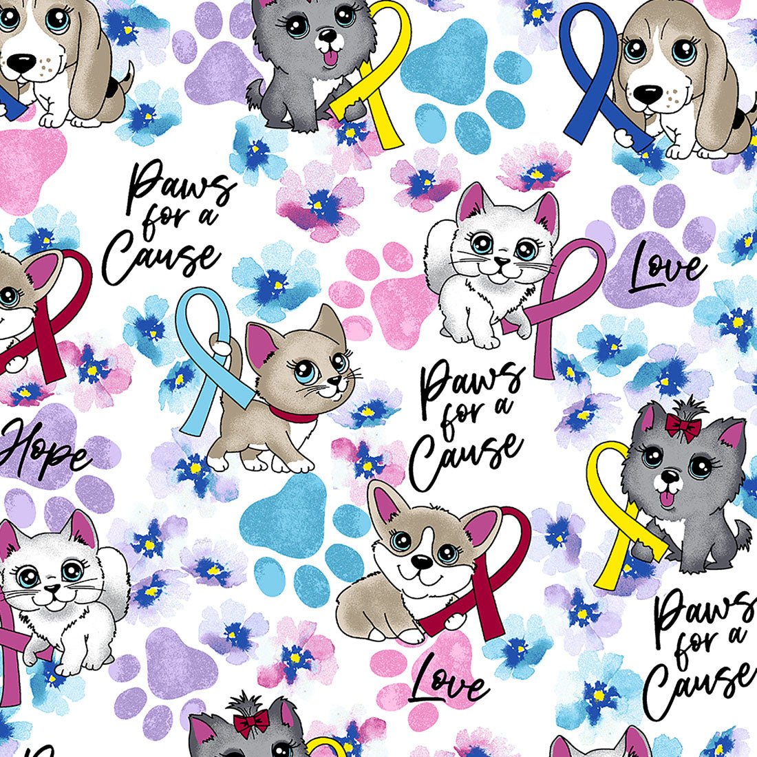 All Awareness Dogs Cats Cherokee Print Warm Up Scrub Jacket CK301 PWFC - Scrubs Select