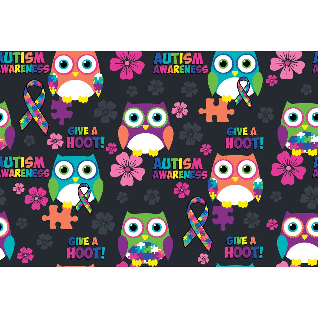 Autism Awareness Owls Cherokee Mock Wrap Scrub Top CK614 AUAW - Scrubs Select