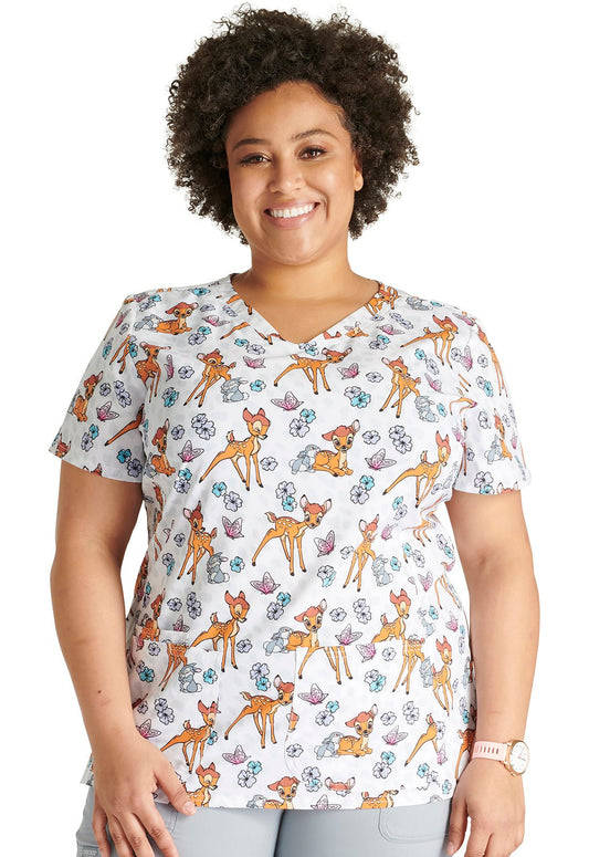 Bambi Cherokee Tooniforms Disney V Neck Scrub Top TF772 BAFO - Scrubs Select