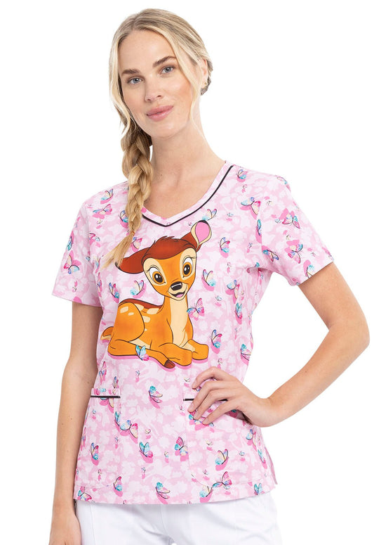 Bambi Tooniforms Licensed Disney V Neck Scrub Top TF634 BAUF - Scrubs Select