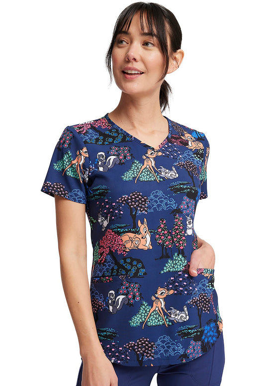 Bambi Tooniforms Licensed V Neck Scrub Top TF737 BAWG - Scrubs Select