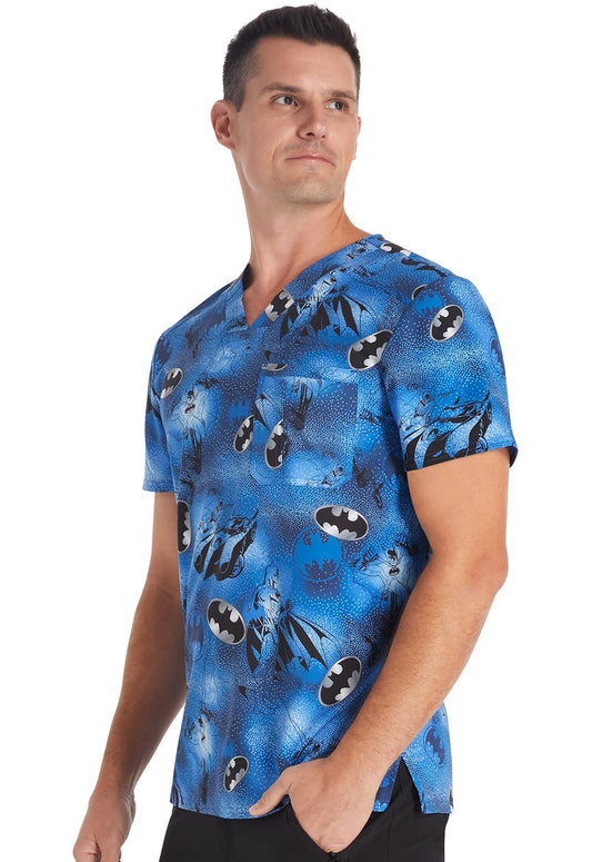 Batman Cherokee Tooniforms DC Comics Unisex V Neck Scrub Top TF688 DMSN - Scrubs Select