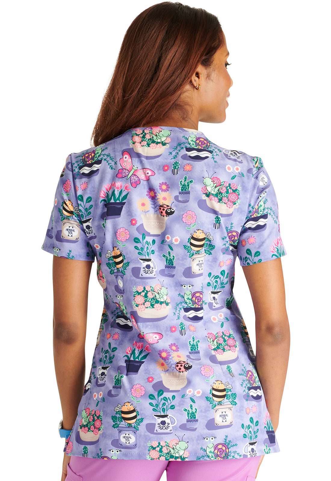 Blooming Bugs Cherokee Print V Neck Scrub Top CK678 BMUG - Scrubs Select