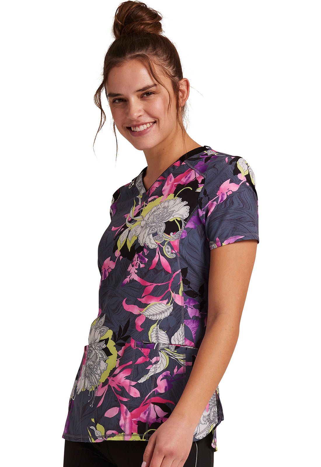 Botanical Mashup Cherokee Infinity V Neck Scrub Top CK634 BTMP - Scrubs Select