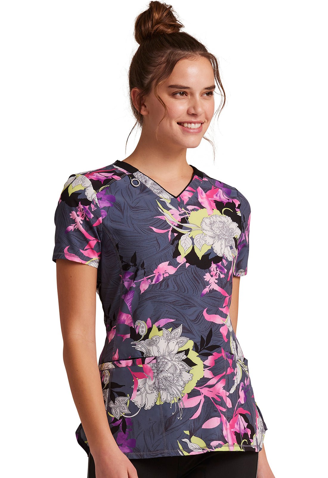 Botanical Mashup Cherokee Infinity V Neck Scrub Top CK634 BTMP - Scrubs Select