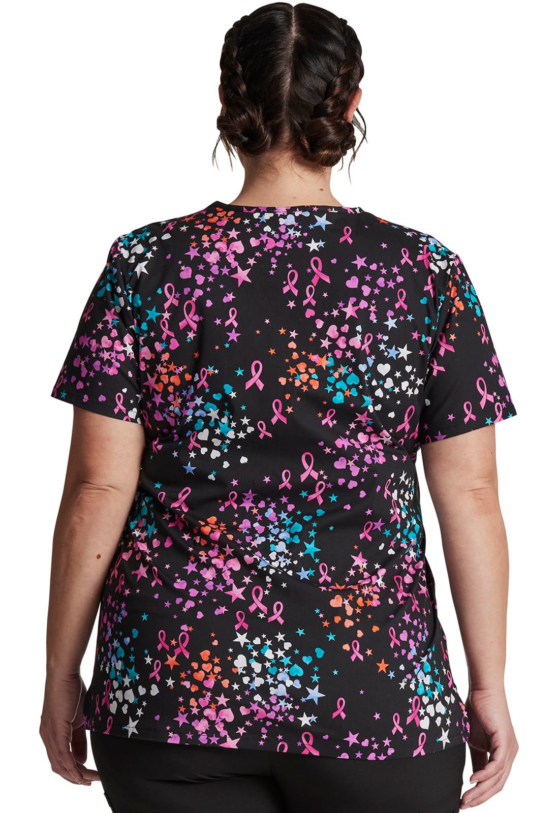 Breast Cancer Awareness Dickies Print V Neck Scrub Top DK708 CASR - Scrubs Select