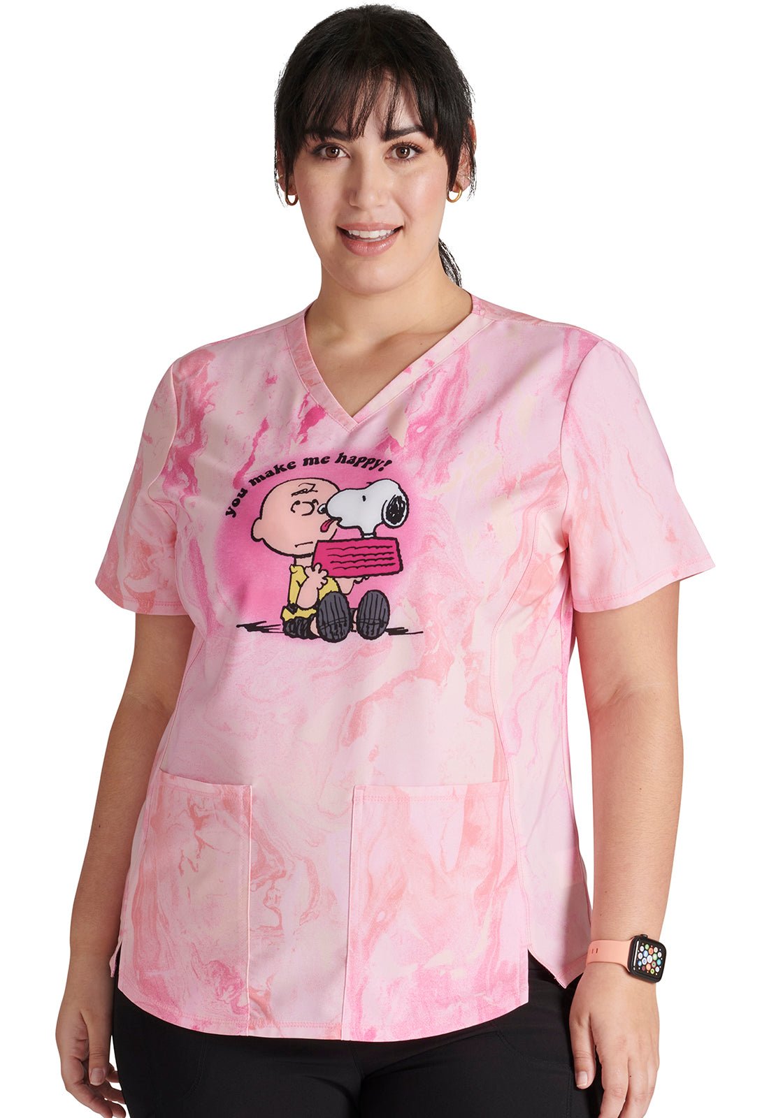 Charlie Brown & Snoopy Cherokee Tooniforms Peanuts V Neck Scrub Top TF770 PNER - Scrubs Select