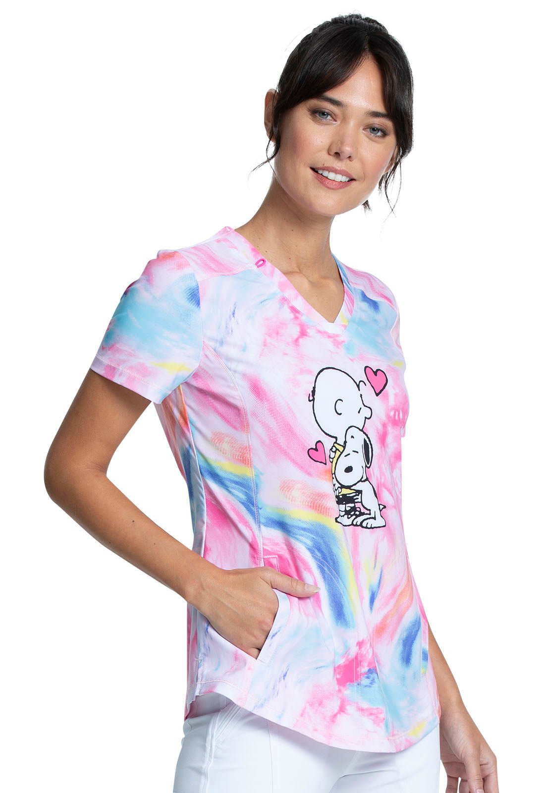 Charlie Brown Snoopy Tooniforms Peanuts V Neck Medical Scrub Top TF752 PNES - Scrubs Select