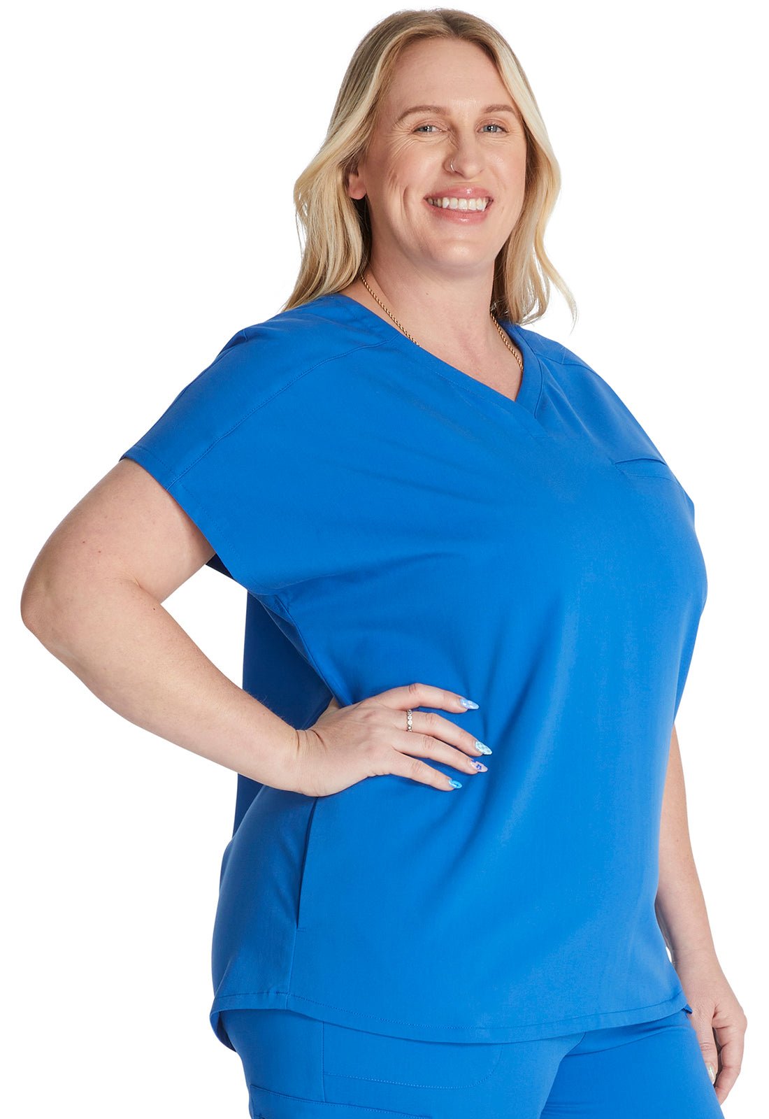 Cherokee Atmos Scrub V Neck Top CK836A in Black, Caribbean, Navy, Pewter, Royal, Wine - Scrubs Select