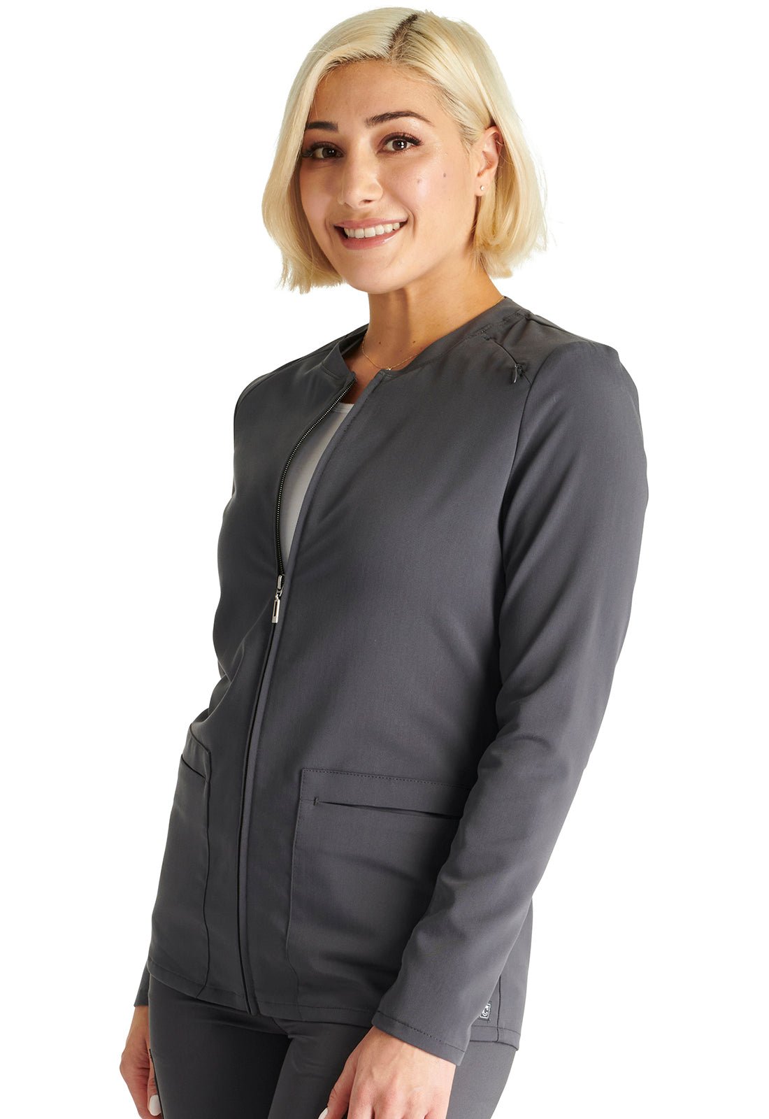 Cherokee Atmos Zip Front Jacket CK356A in Black, Ciel, Navy, Pewter, Royal - Scrubs Select