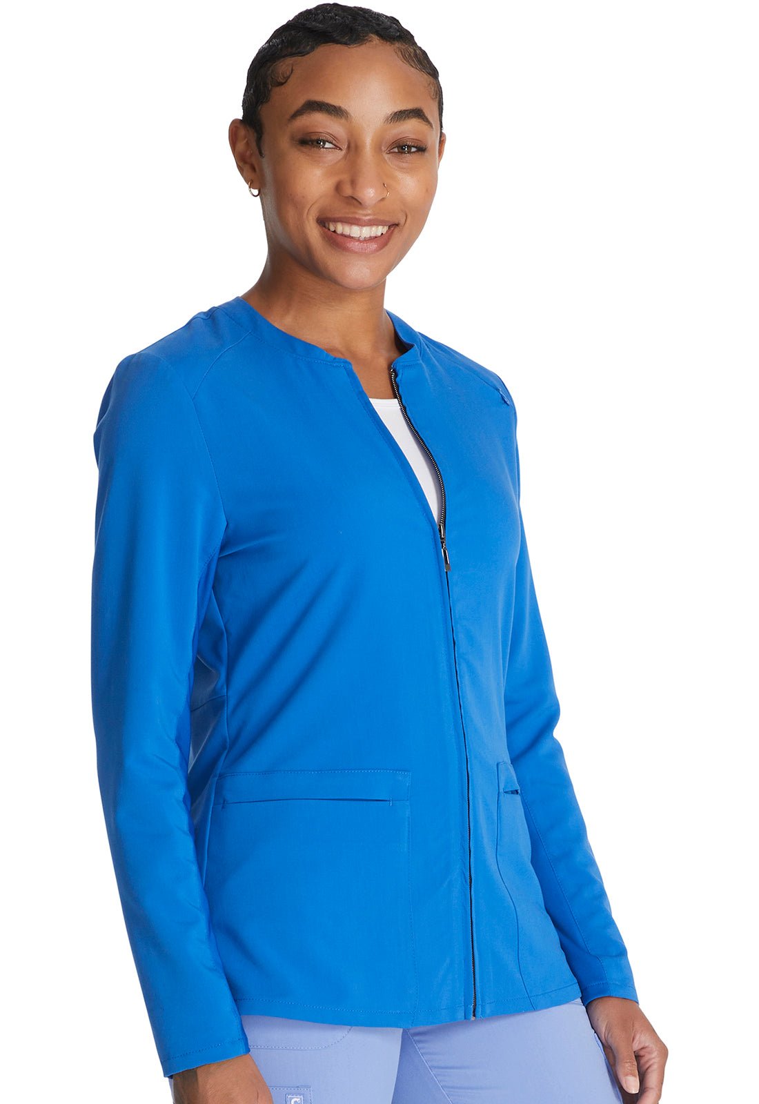 Cherokee Atmos Zip Front Jacket CK356A in Black, Ciel, Navy, Pewter, Royal - Scrubs Select