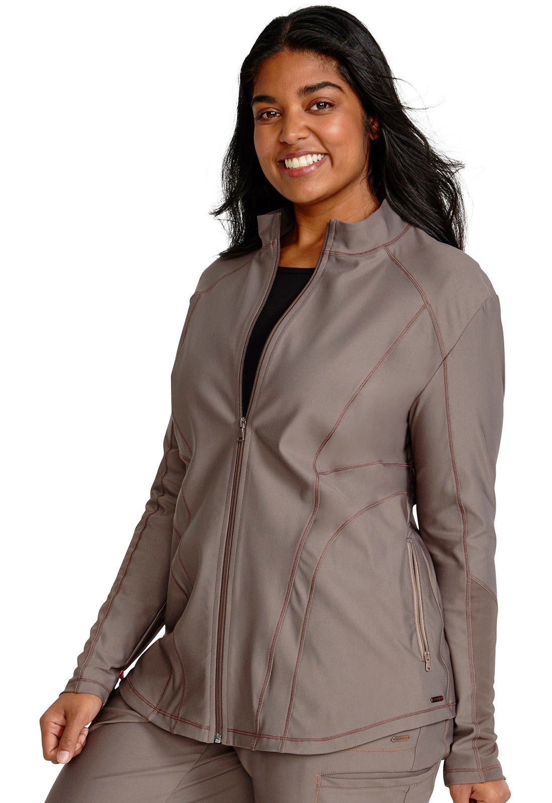 Cherokee Form Scrubs Zip Front Jacket CK390 in Black, Iron, Lavender, Navy, Pewter - Scrubs Select