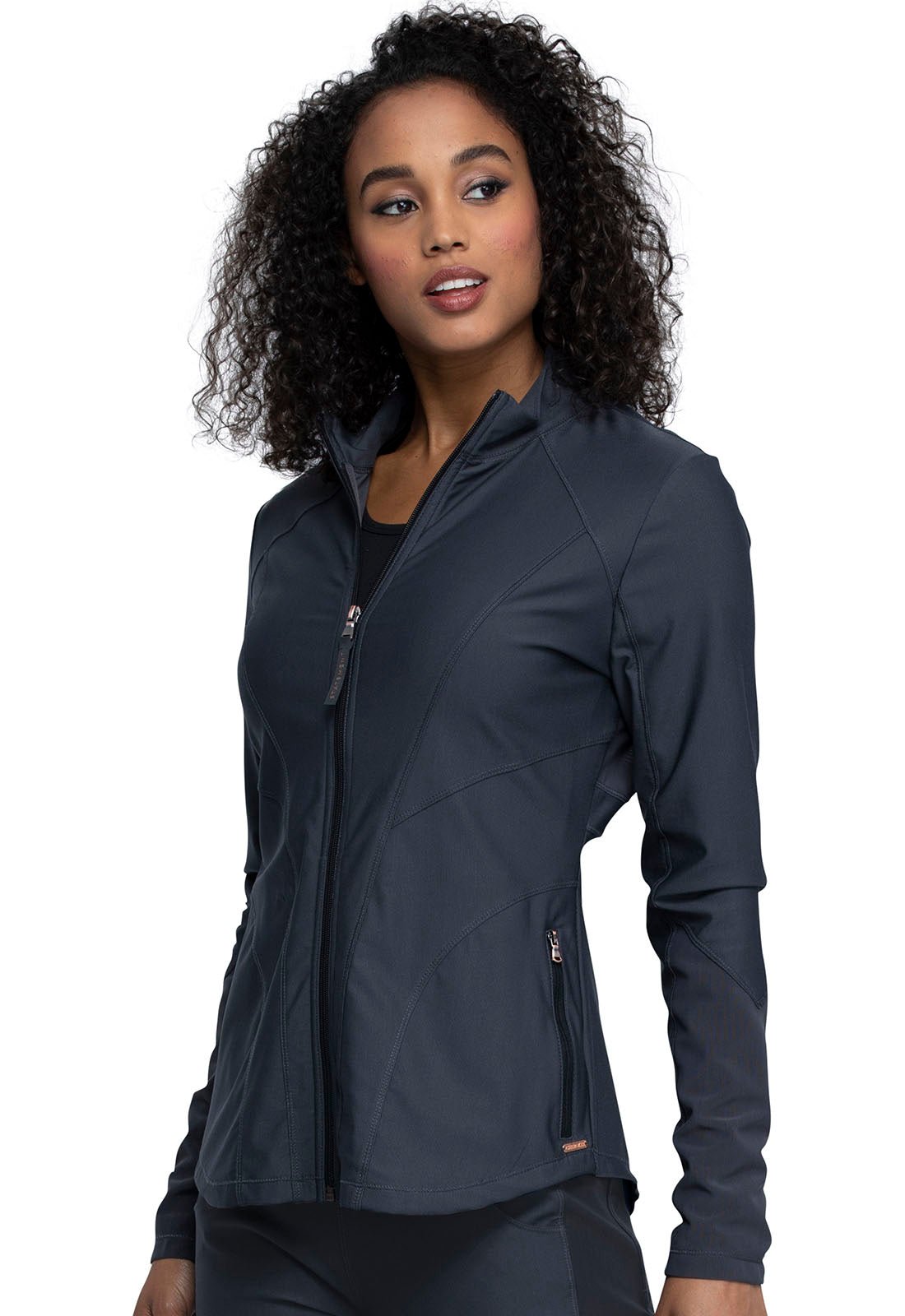 Cherokee Form Scrubs Zip Front Jacket CK390 in Black, Iron, Lavender, Navy, Pewter - Scrubs Select