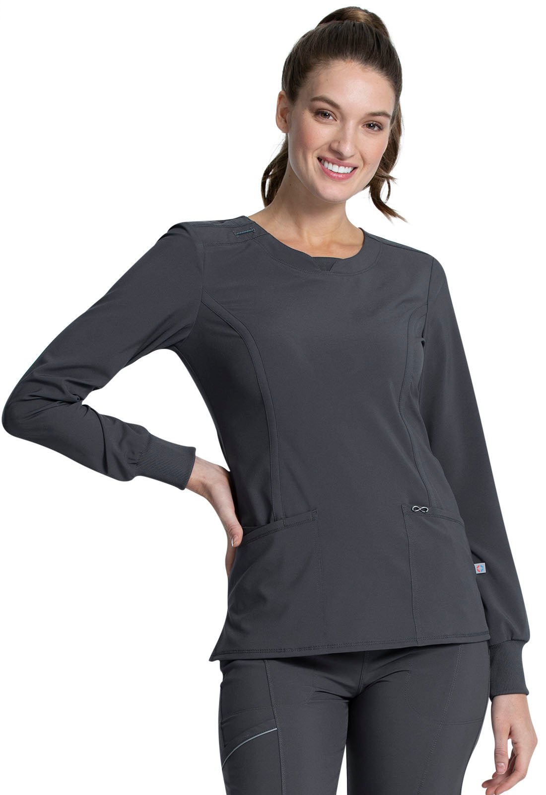 Cherokee Infinity Scrub Long Sleeve Round Neck Top CK781A - Scrubs Select