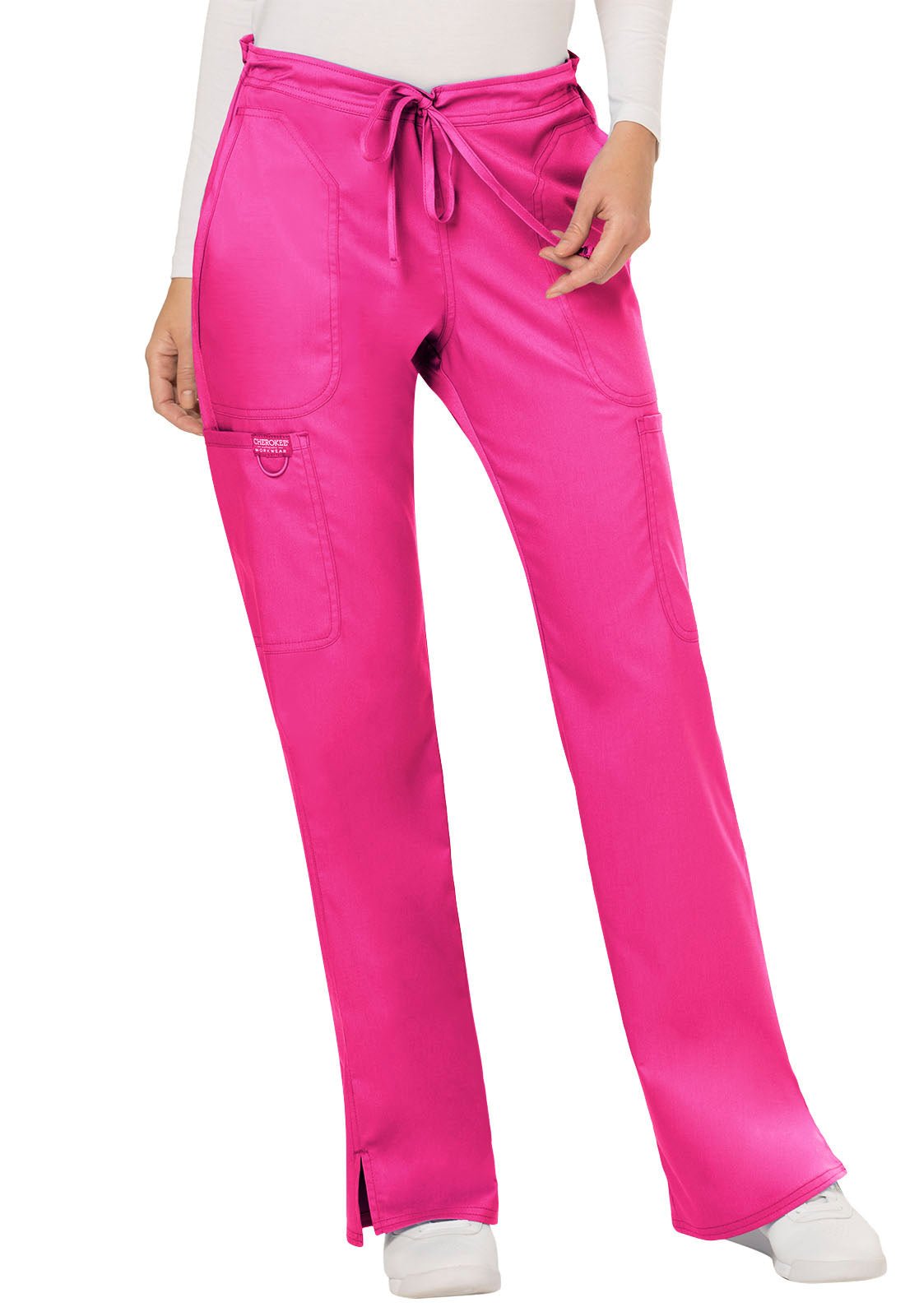 Cherokee WW Revolution Drawstring Scrub Pant WW120 in Black, Electric Pink, Navy, White - Scrubs Select